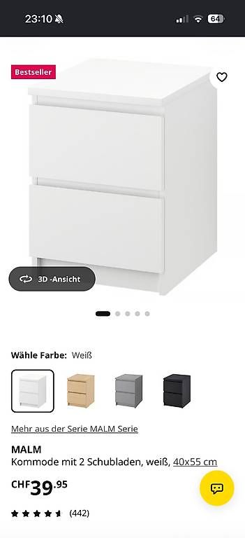 Comodini: Malm Nachttisch 2x weiss – Usato da Niederhasli venduto da des_6w9f