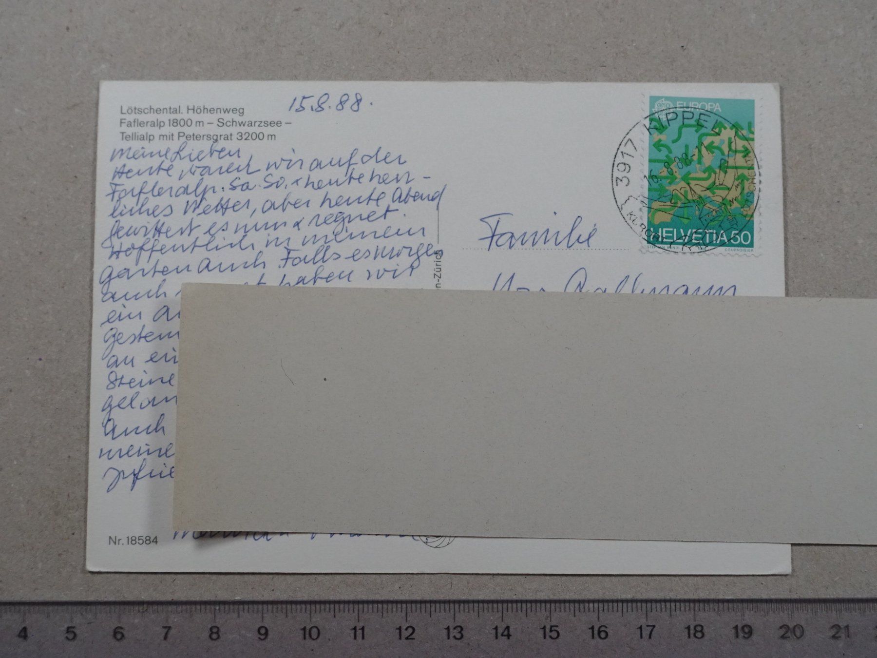Cartes postales: Lötschental, Höhenweg, Poststempel Kippel, 1988 – D'occasion à Lenzburg par fh1 1