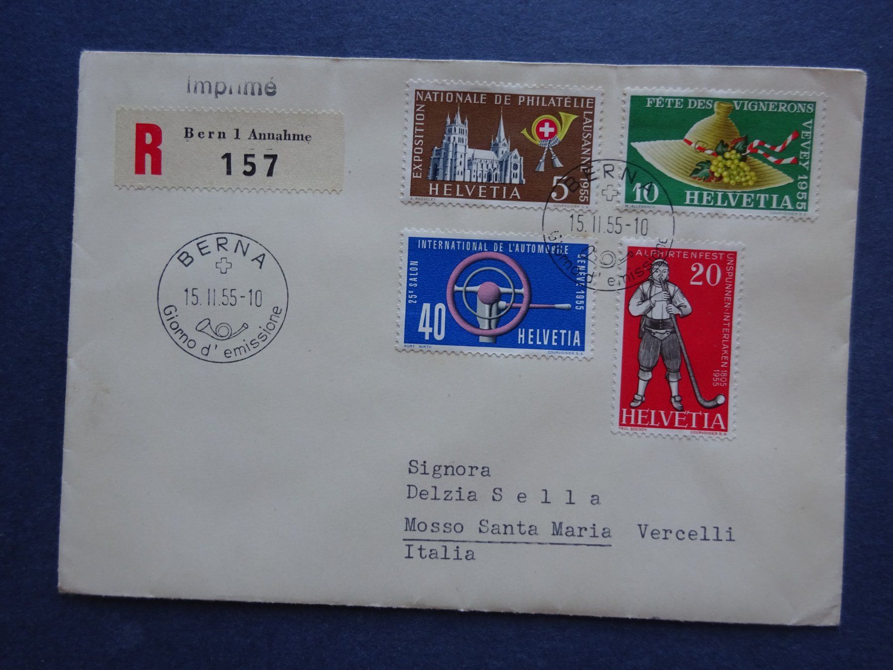 Tutti i francobolli: 1955 Z-Nr.320-323 FDC BERNA – Usato da Appenzell-Steinegg venduto da adi1975 1