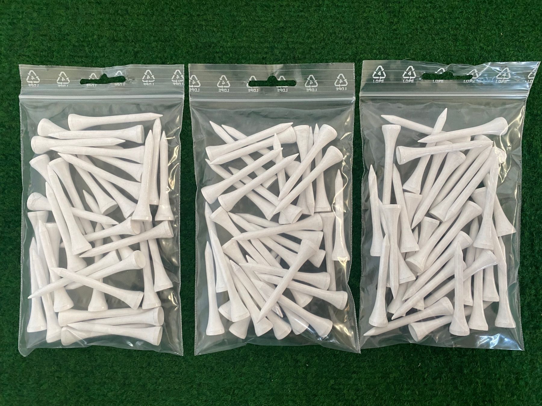 Articoli in legno: 100 Golftees 54mm Holz, weiss – Nuovo (secondo la descrizione) da Bergdietikon venduto da shimano4 1