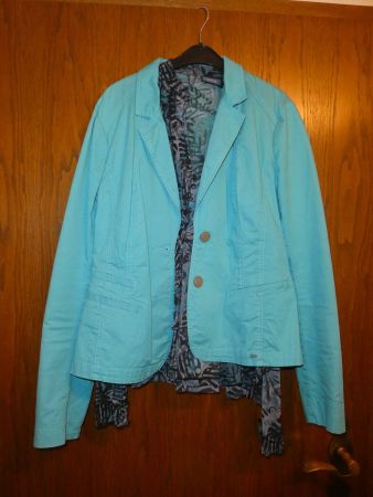 Blazer, Damen, türkis, Grösse 38/M mit Bluse