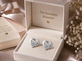 85 Weißgold 12 Diamanten 0,06 ct. Herz-Ohrringe