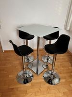 Bar Tisch mit 4 Barhockern Glas Metall Schwarz 4er Set