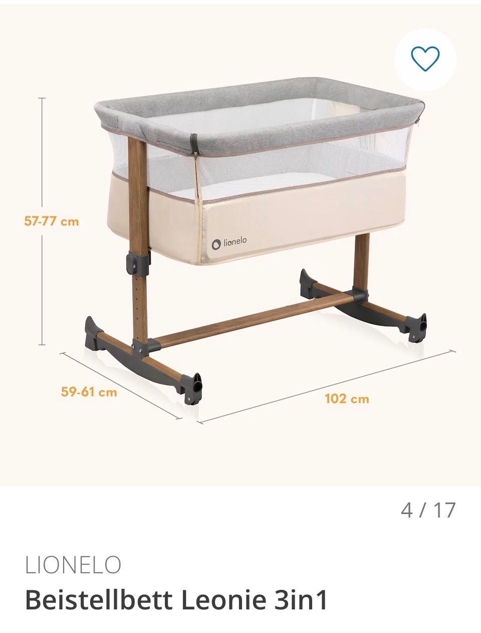Lionelo Letti: Lionelo - Beistellbett Leonie 3in1 – Usato da Eiken venduto da naked 2