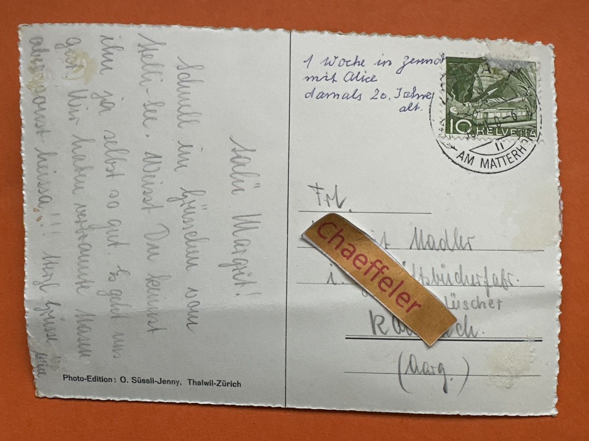Cartoline postali: Stellisee ob Zermatt. – Usato da Zürich venduto da Chaeffeler 1