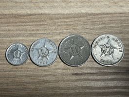 Kubanische Münzen-Sammlung, 4 Stück, Jahrgänge 1962-1972