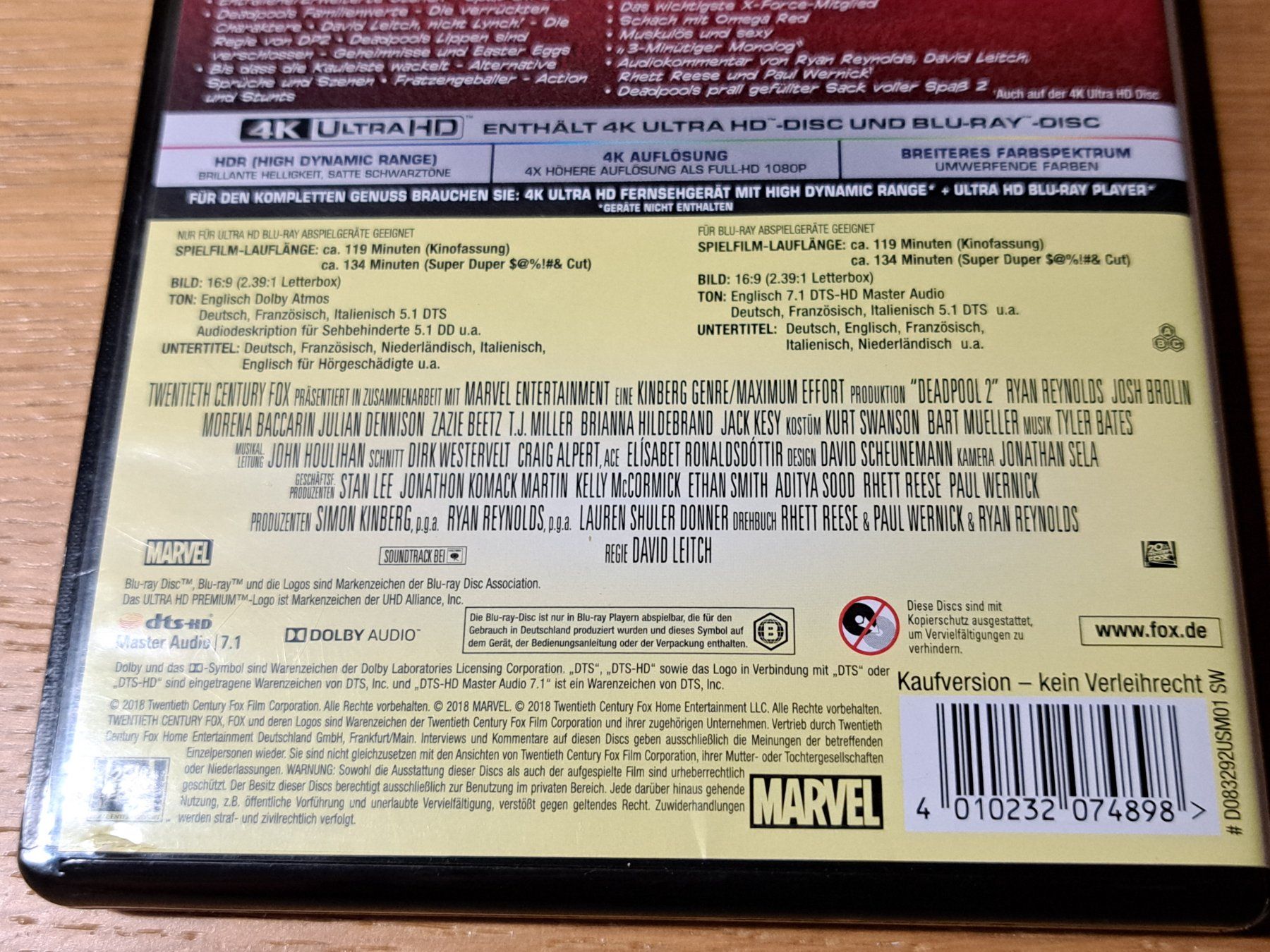 Tutti i DVDs: MARVEL 4-Disc Blu-ray 4K Ultra HD und Blu-ray DEADPOOL 2 – Nuovo (secondo la descrizione) da Unterseen venduto da Kanica 4