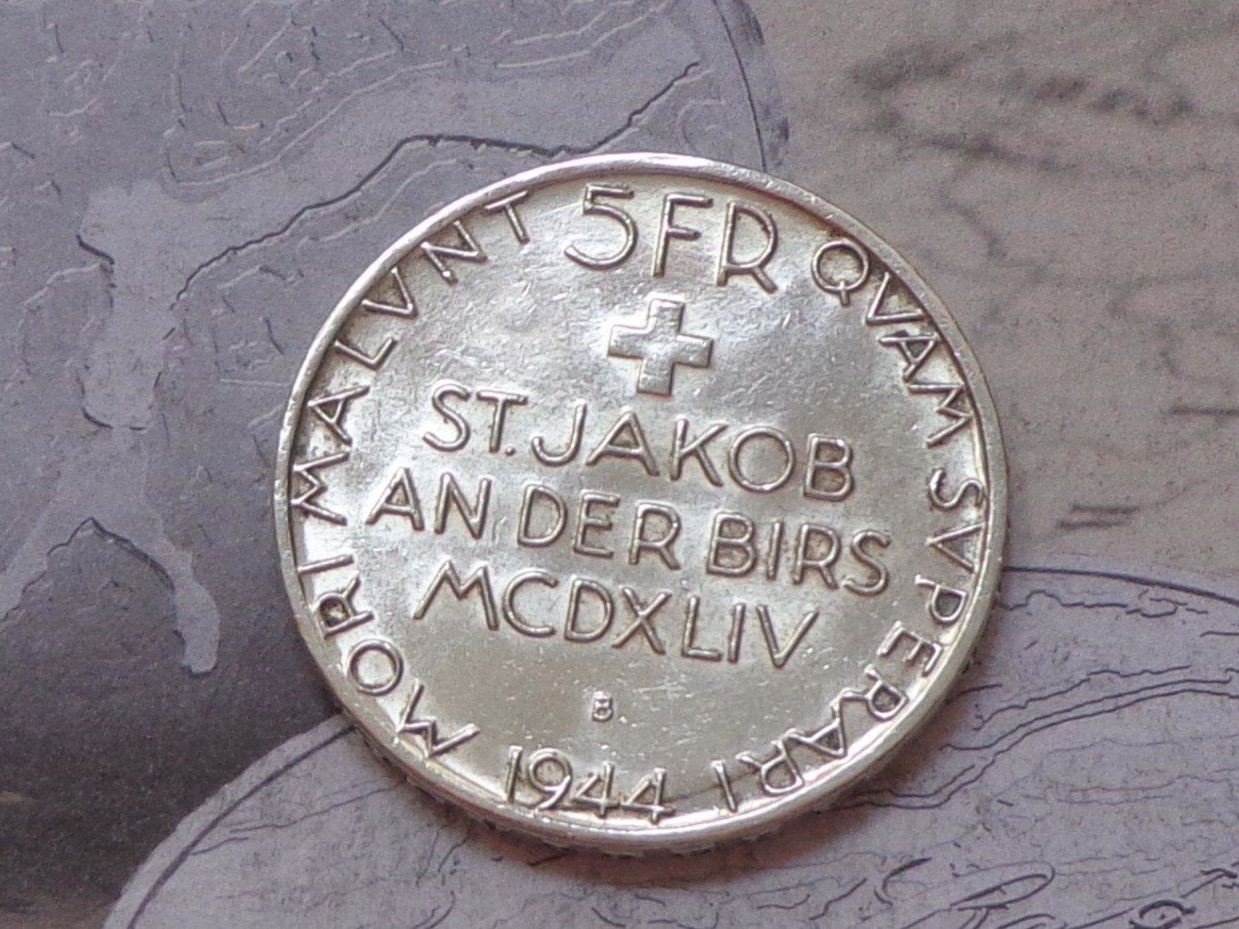 Tutti le monete: 5 Fr. 1944 B  St. Jakob – Usato da Pully venduto da UCA01