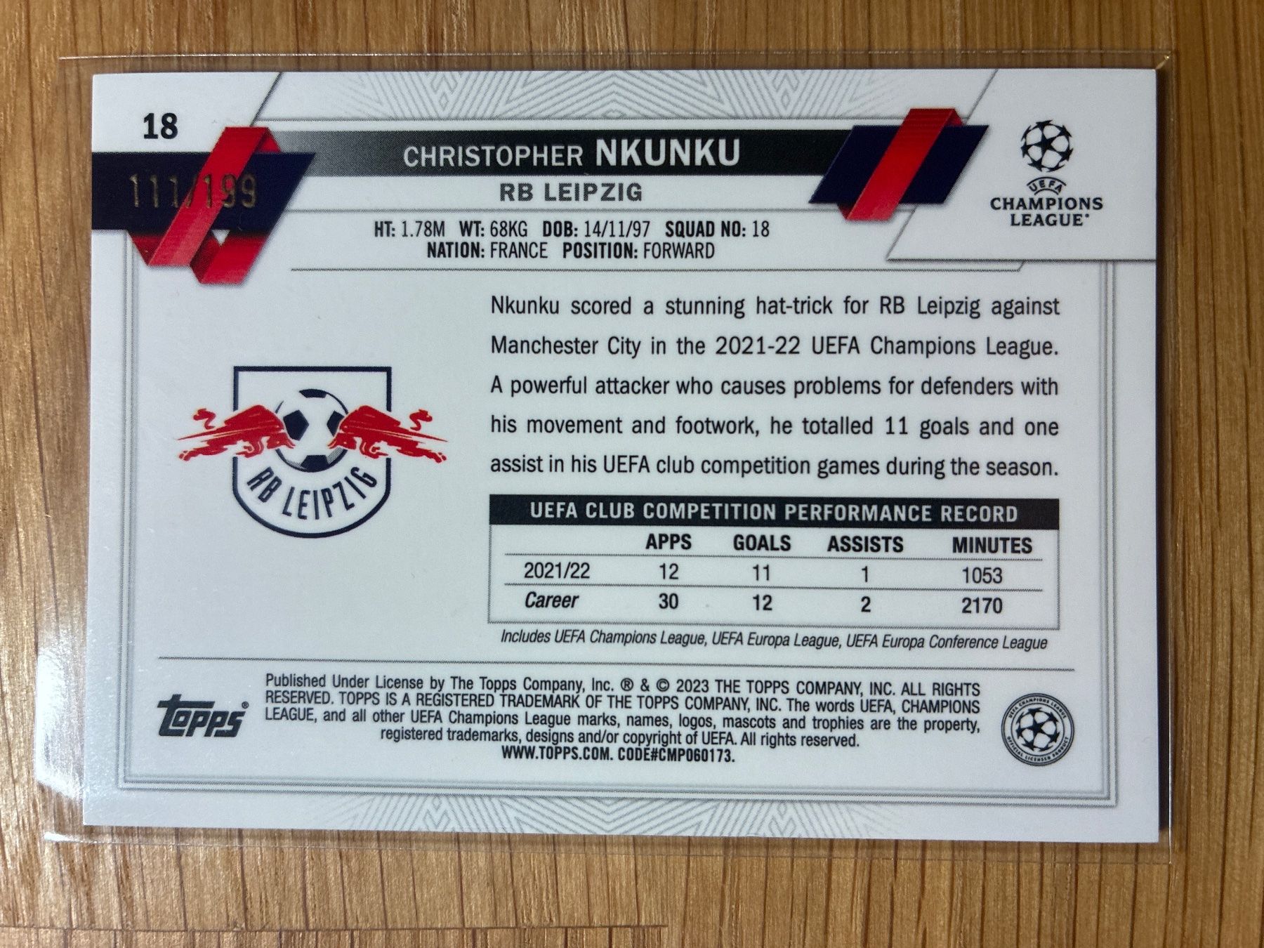 Topps Cartes à collectionner: Topps Chrome Christopher Nkunku /199 – D'occasion à Wangenried par Garagara 1