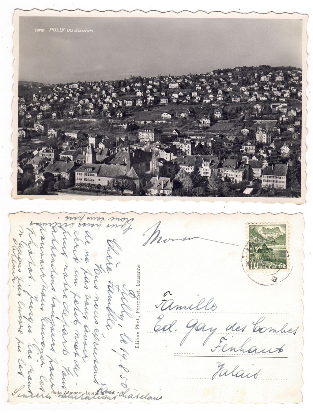 Cartoline postali: Pully vue d'avion – Usato da La Tour-de-Peilz venduto da amjust