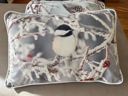 2er Set Kissen mit Vogelmotiven