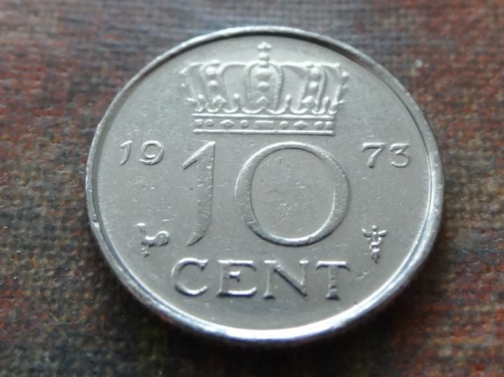 Tutti le monete: PAYS-BAS  Nederland  10  Cent  1973 – Usato da Romanel-sur-Lausanne venduto da Swift13