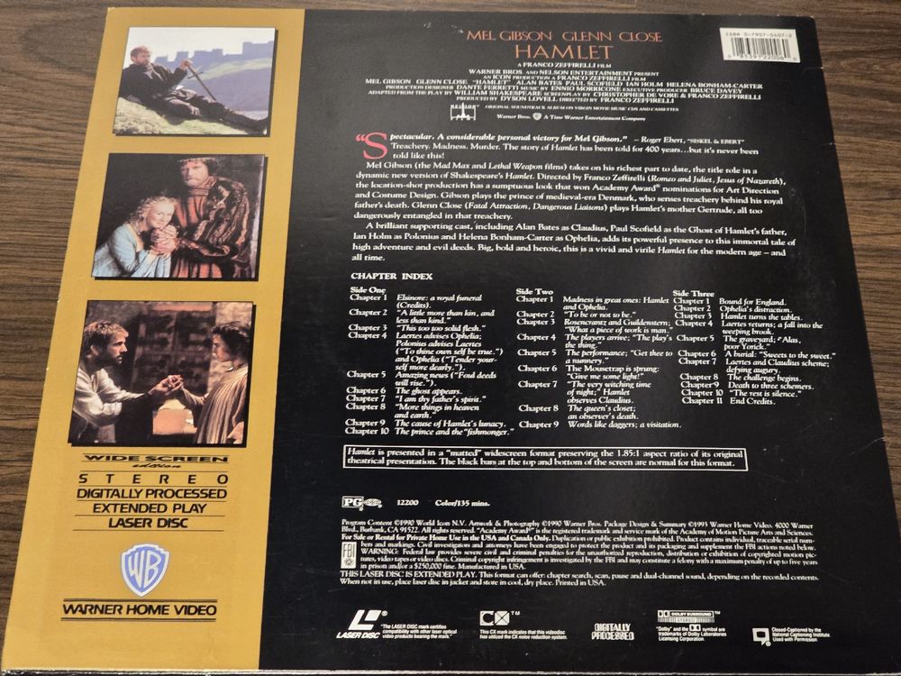 Hamlet Laserdisc Mel Gibson Glenn Close - Top Zustand! (Gebraucht) in
