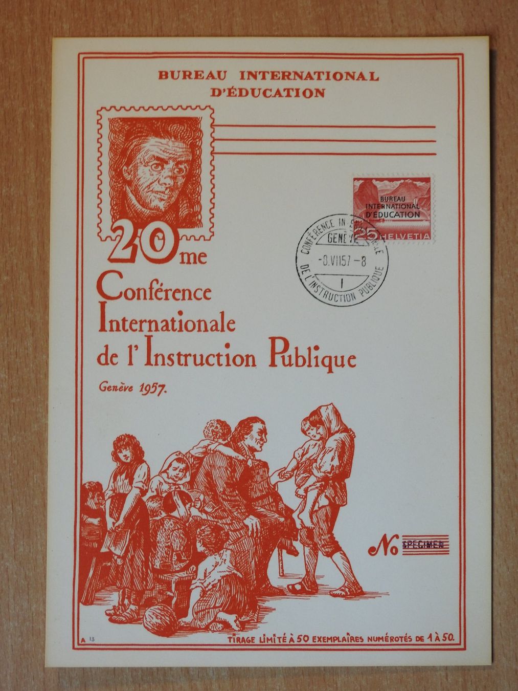 Tous les timbres: BIE Grosse Maximum Karte 1957 - SPECIMEN – D'occasion à Rain par Sterne13