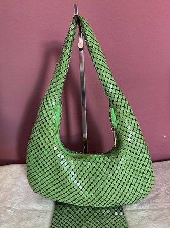 Kleine Metallgitter Schulter-/Handtasche grün