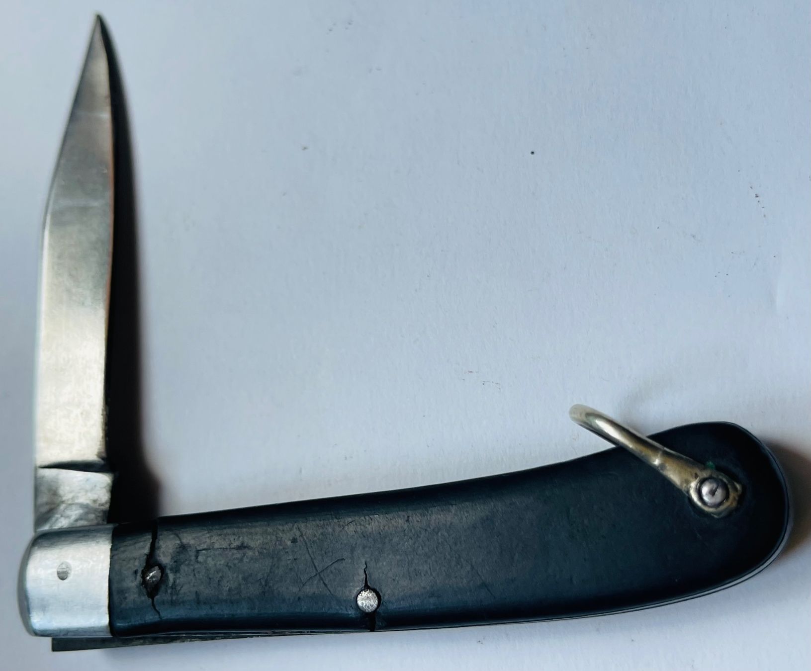 Wenger Coltelli tascabile: Antikes Wenger-Sackmesser mit einer grossen Klinge, schwarz – Usato da Basel venduto da TOMFAN