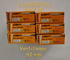 6 CONTINENTAL Race Schläuche 28"(700x20-25) 42mm Ventil