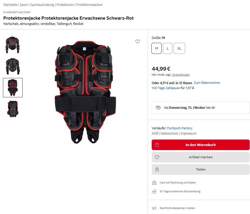 Protections: Protektoren-Jacke – Neuf (Voir description) à Oberriet SG par Junglecity00 1