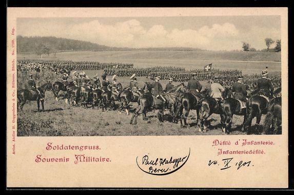Photos, Lettres & Cartes p.: Infanteriedéfilé der schweizer Soldate – D'occasion à Berlin par bartko-reher