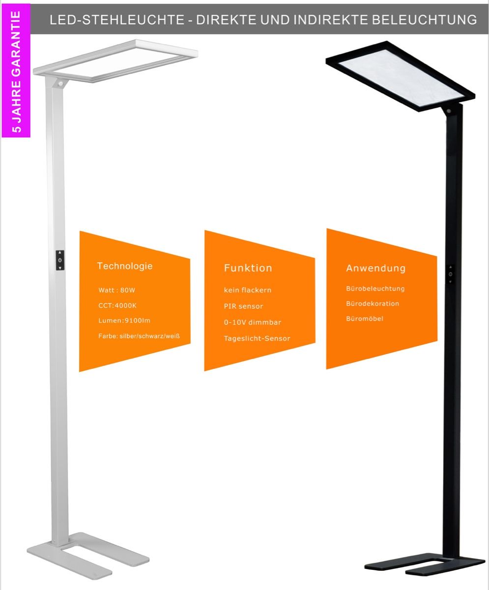 Lampes: LED Büro Stehlampe mit Sensor – Neuf avec emballage d'origine à Locarno par Businesstrading 3
