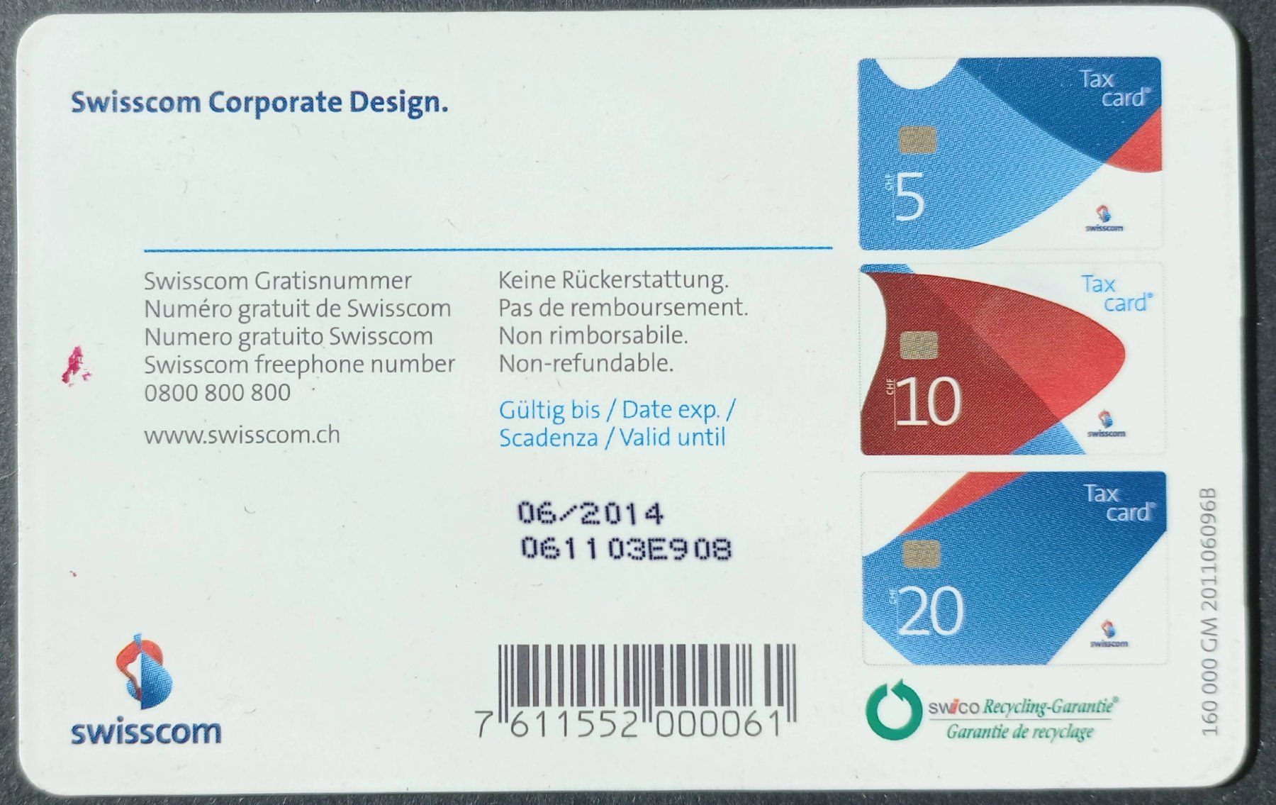 Swisscom Schede telefoniche: Taxcard - Swisscom Corporate Design - CH – Usato da Niederuzwil venduto da lubimaja 1