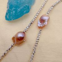 Lila Perle lange Halskette Echt Collier Perle rose pourpre