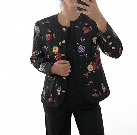 vintage blazer black floral print