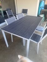 Ensemble table et chaises jardin blanc gris état neuf