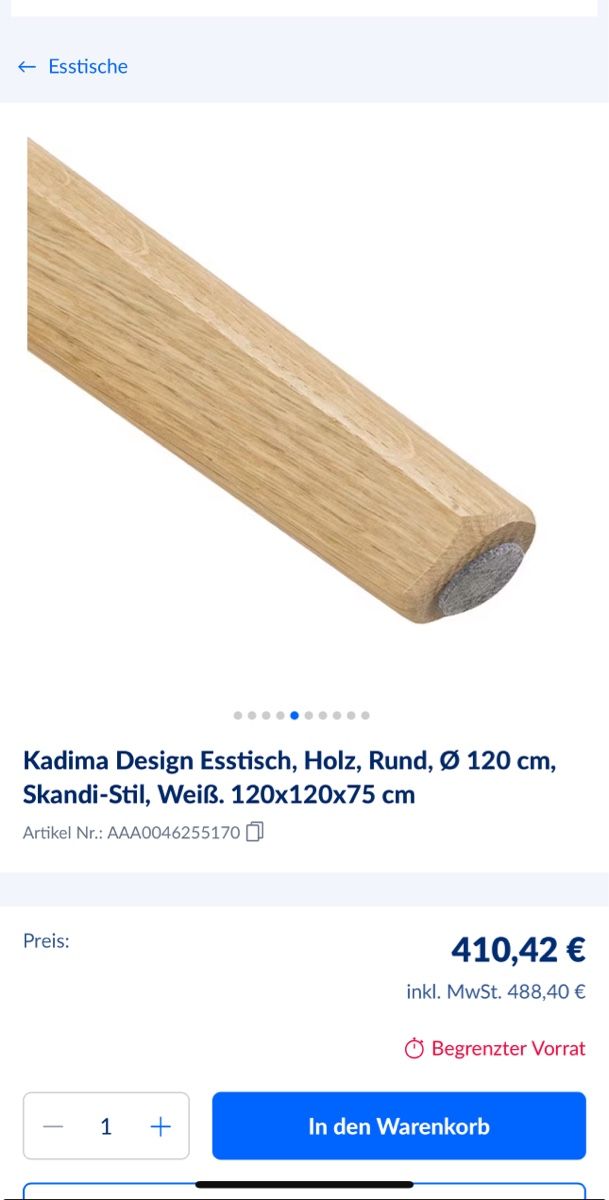 Tavoli: Esstisch weis rund 106 cm NEW – Nuovo (secondo la descrizione) da Zürich venduto da Privat4444 2