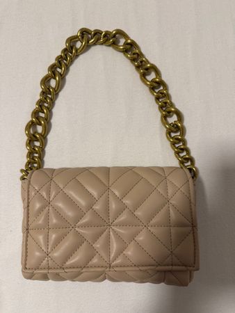 ZARA Beige Handtasche mit Goldkette - Top Zustand!