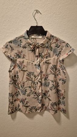T-shirt avec col chemise -  Naf Naf rose pâle imprimé 