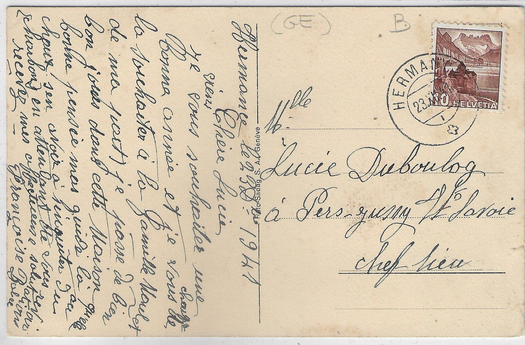 Cartoline postali: Maison de convalescence pour dames: "La Tour" Hermance – Usato da Ettingen venduto da Kartenplanet 1