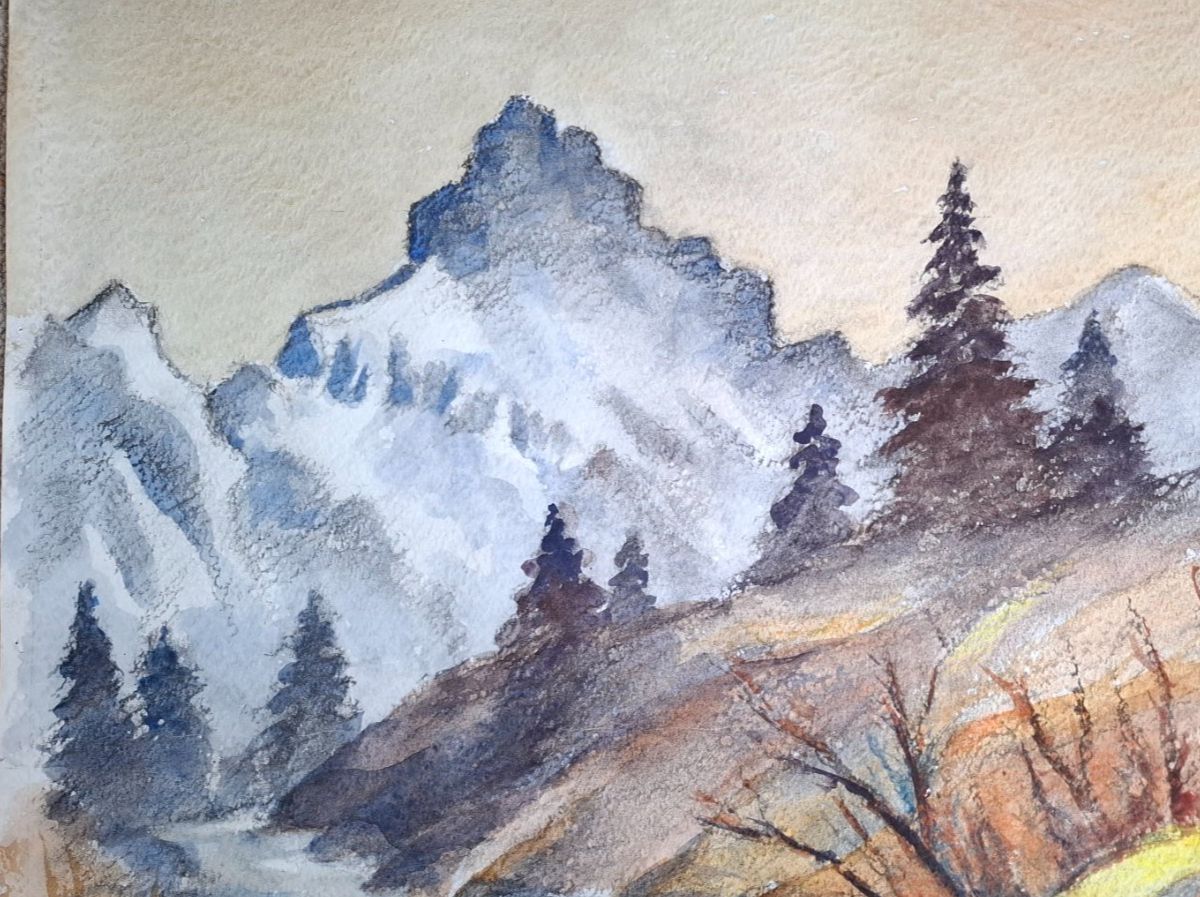 Dipinti: Aquarell Ferdinand Meyer-Streiff Eggstock Sernft 1987 GL – Usato da Rheinfelden venduto da Badelus 4