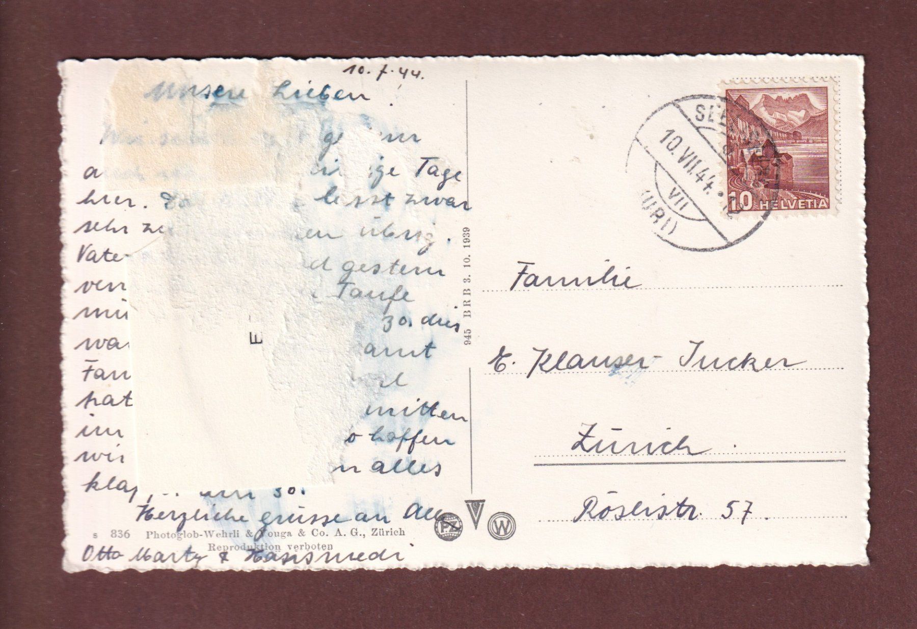 Ansichtskarten: Bahn TREIB-SEELISBERG - 1944 – Gebraucht aus Pully von nicecards-shop 1