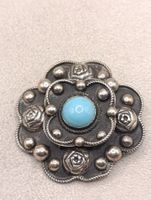 Jugendstil 925er Silber Brosche mit natürliche Türkis Top