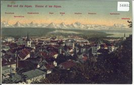 Biel und die Alpen - Bienne et les Alpes - coloriert