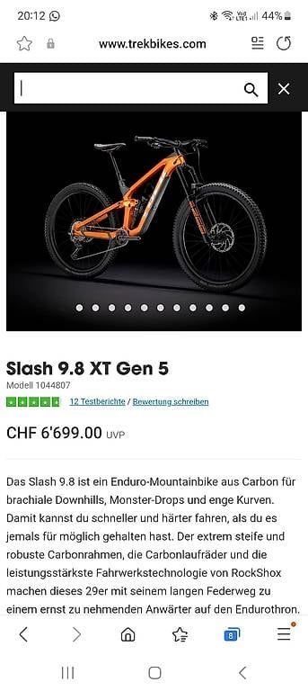 Velos: TREK SLASH 9.8 XT Gen 5 – Gebraucht aus Pieterlen von desi_loly01
