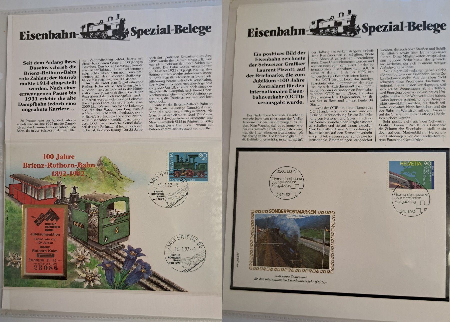 Tutti i francobolli: 20 Stk. CH Eisenbahn Spezial-Belege – Usato da Münchwilen AG venduto da Nesar 4