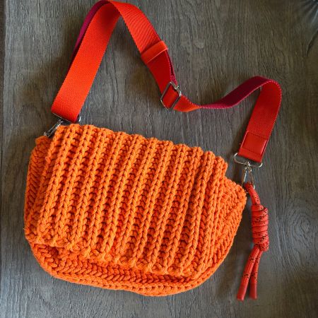 🐸 PARFOIS HANDTASCHE UMHÄNGETASCHE STRICK ORANGE