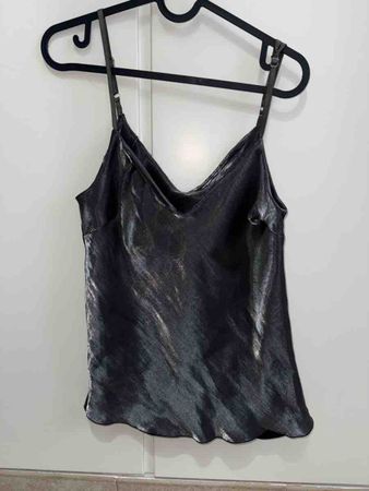 Damen Top schwarz glänzend verstellbare Träger neuwertig