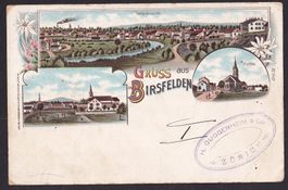Birsfelden farbige Lithografie 3 Bilder