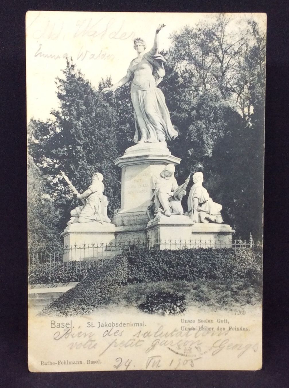 Cartoline postali: Basel, St. Jakobsdenkmal – Usato da Widnau venduto da Brusi9