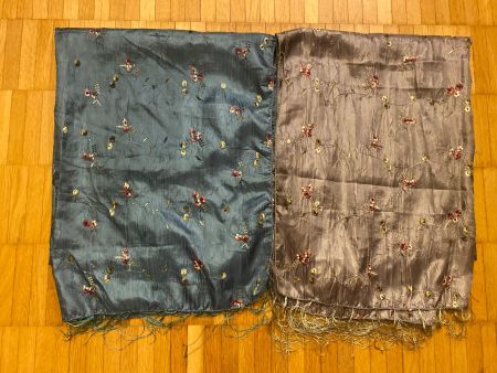 Halstuch Foulard Schal 50% Seide grau blau 152cmx62cm 1 Stk