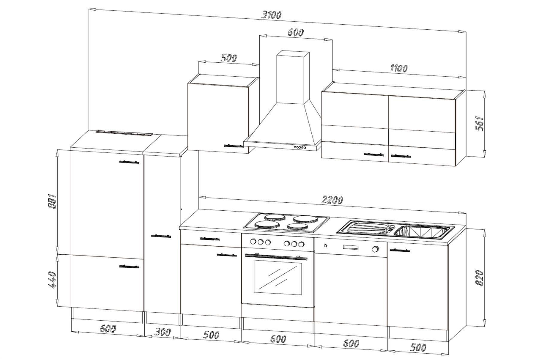 Cucine complete: 010 Küchenzeile Küchenblock 310cm E/GR - Küche Einbauküche – Nuovo e nell'imballaggio originale da Wallenwil venduto da toesstalvertrieb 8