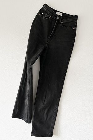 STRAIGHT | High Waist Denim Jeans 34 | schwarz black washed