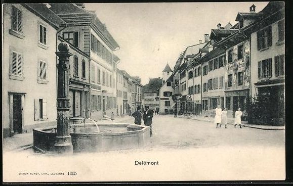 Ansichtskarten: Delemont, Strassenpartie mit Brunnen und – Gebraucht aus Berlin von bartko-reher