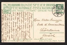 FDC Bundesfeierkarte 1922 , Nr. 35 , gel. 1.Vlll.1922