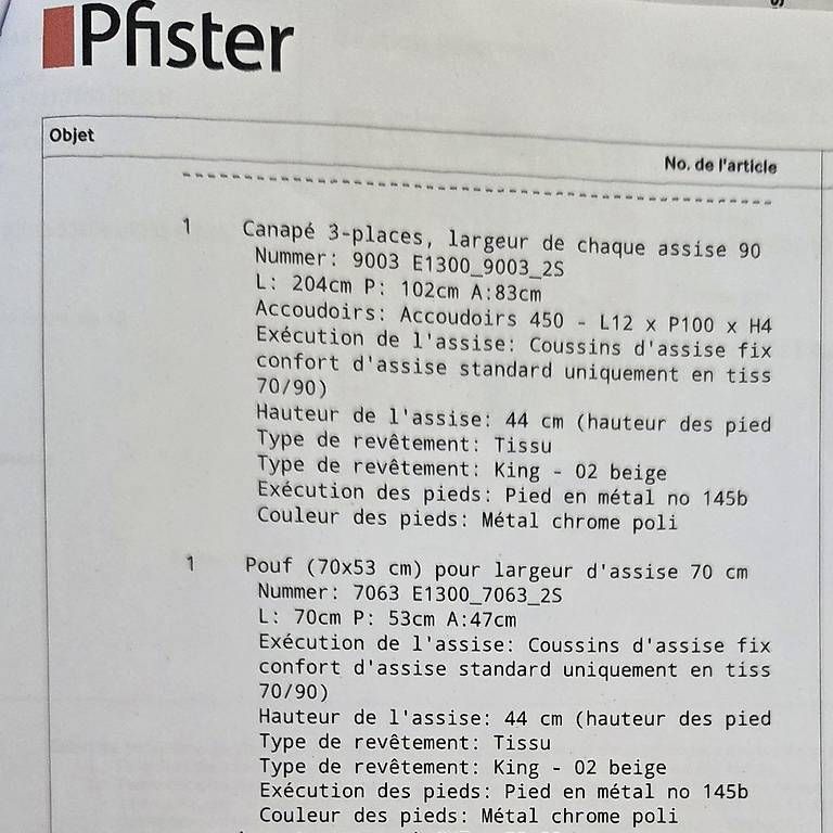 Pfister Divani: Canapé 3 places + pouf Pfister – Usato da Carrouge VD venduto da mar_2lth 1