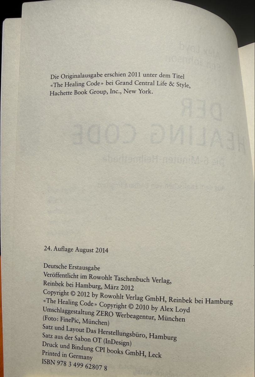 Libri: Der Healing Code Alex Loyd Ben Johnson Buch 2014 – Usato da Basel venduto da Cora3 2