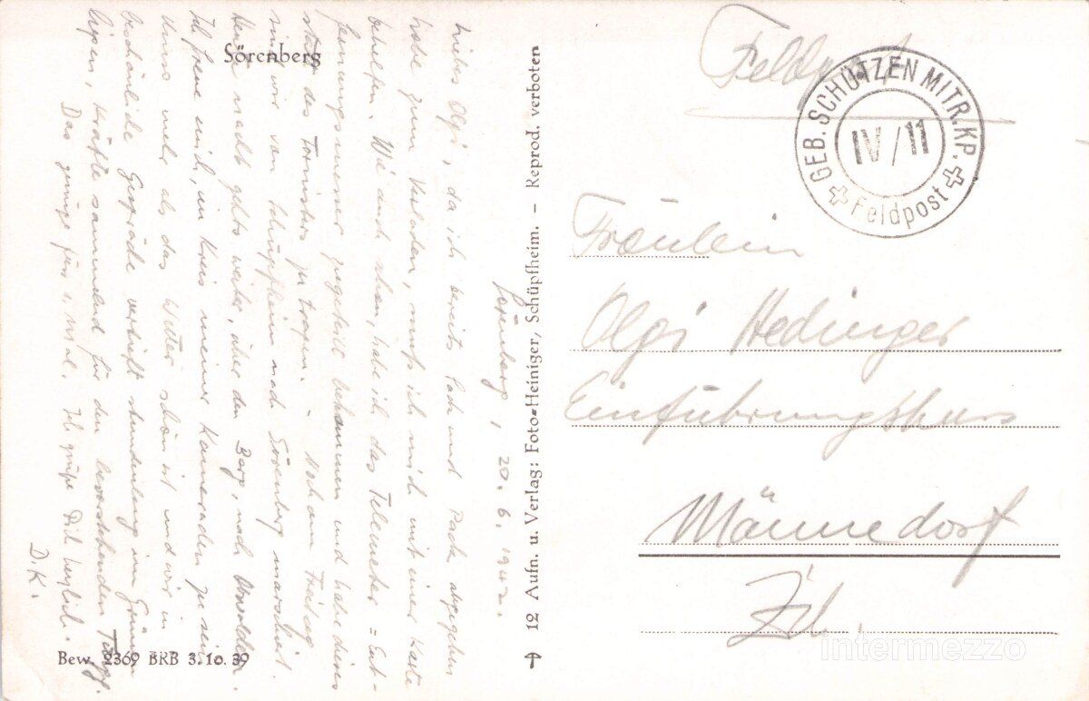 Cartoline postali: Sörenberg LU // 1939 Schafe Dorf Schafherde – Usato da Basel venduto da intermezzo12 1